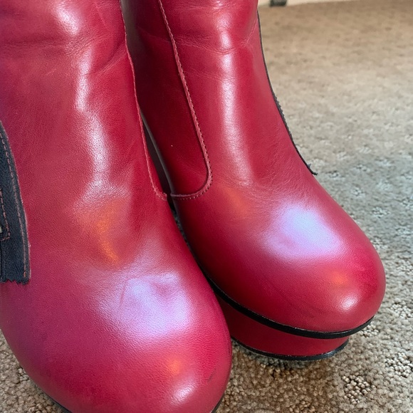 Diesel red leather wedge booties - Picture 11 of 14